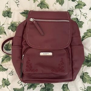 Rosetti Burgundy Faux-Leather Mini Backpack Purse